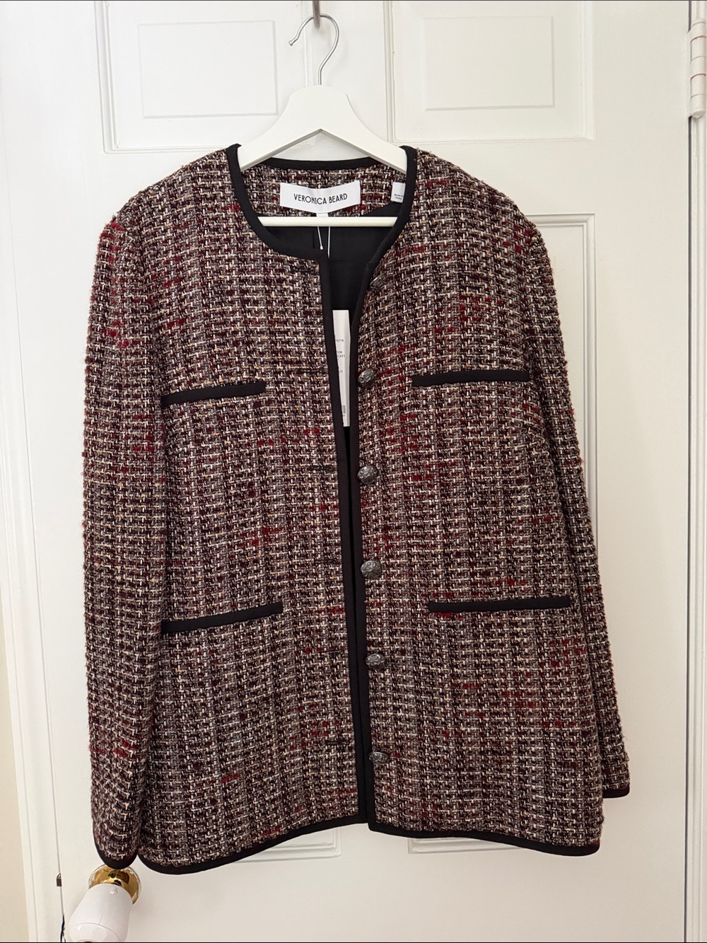 Veronica Beard Multi-Color Bouclé Tweed Jacket with Black Trim